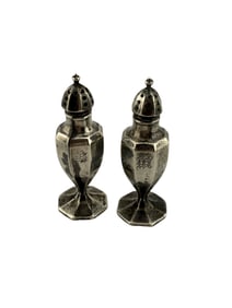 Manchester Sterling Co. Sterling Silver Miniature Salt and Pepper Shakers Monogram