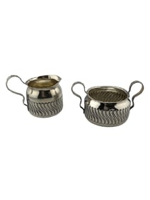 Gorham Sterling Silver Creamer and Sugar Set with Gadroon Design