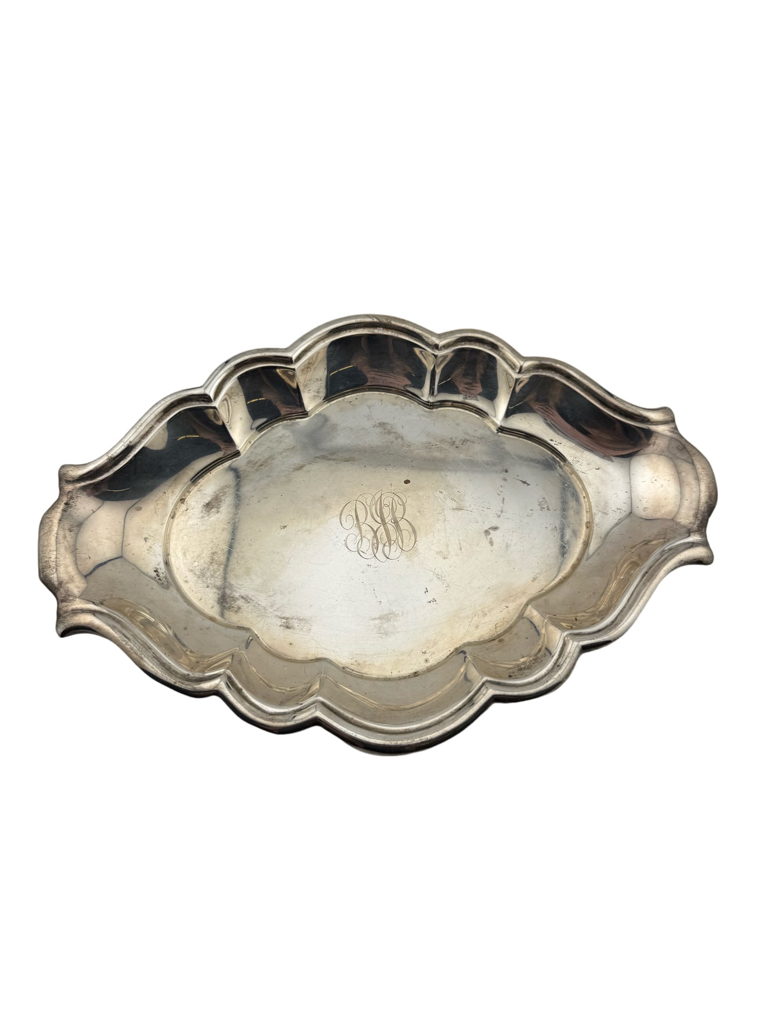 Charleston Estate Monogrammed Reed & Barton Sterling Silver Oval Plate (1 of 3)