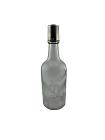 VINTAGE HAWKES ENGRAVED crystal GLASS THISTLE PATTERN DECANTER STERLING TOP
