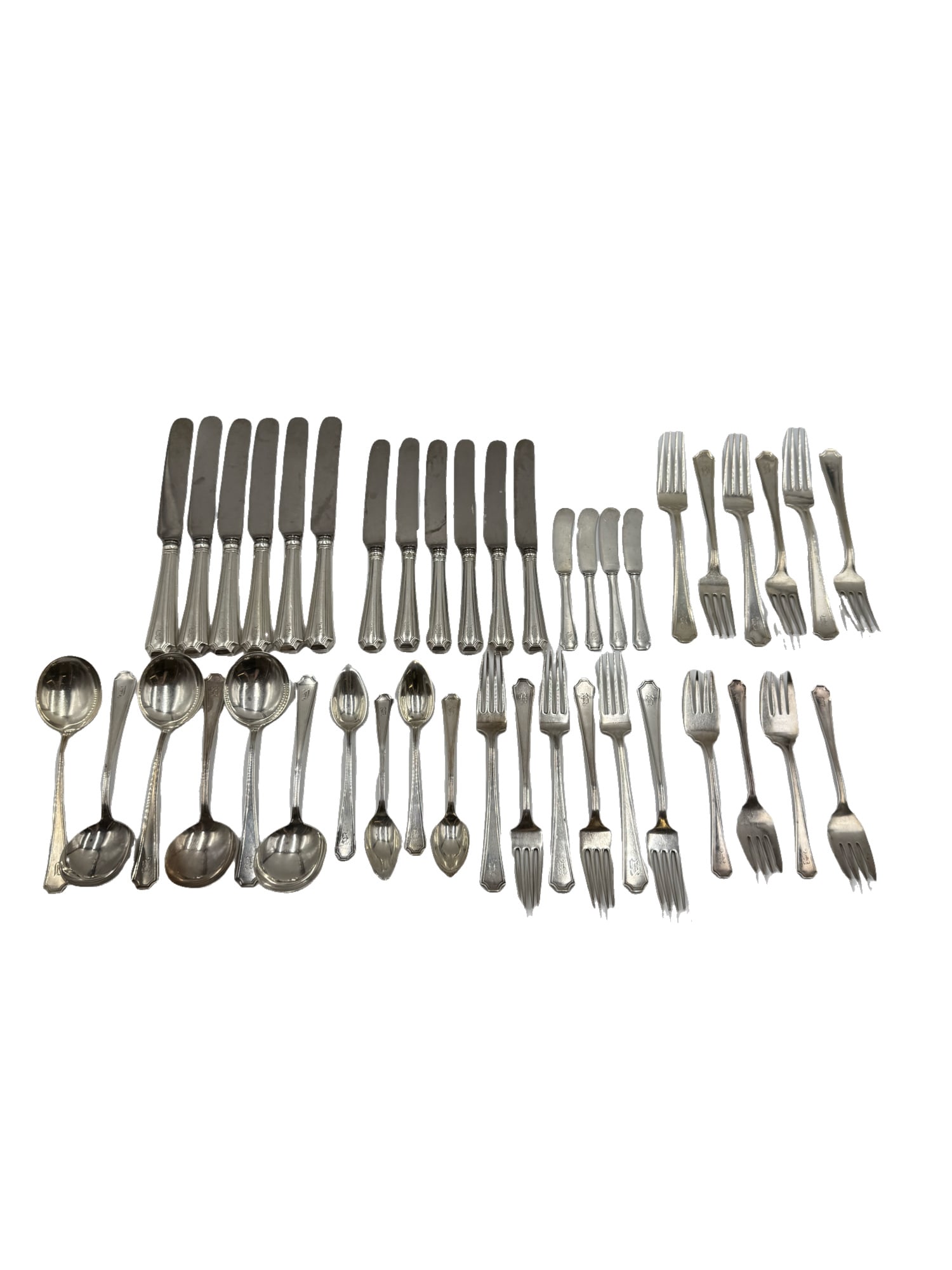 From Charleston Family Estate Monogrammed W.P. Cart Co. Sterling Silver Flatware 42 Piece Set (1 of 11)