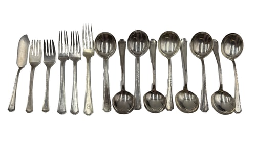 From Charleston Family Estate Monogrammed W.P. Cart Co. Sterling Silver Flatware Set of 15