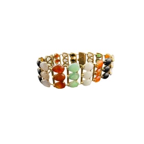 14K Gold Multicolor Jade Bracelet
