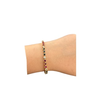 14K Ruby Sapphire and Diamond Tennis Bracelet