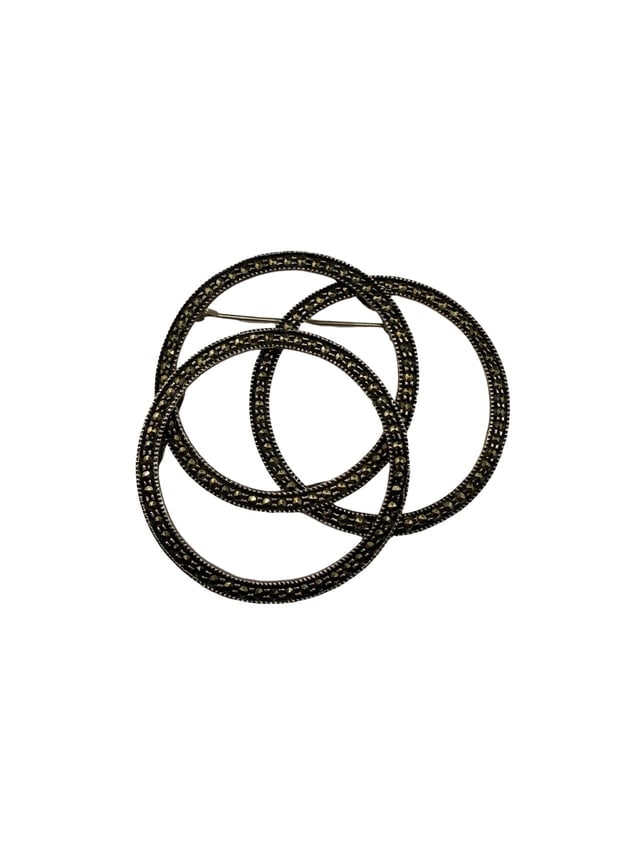 Marcasite Sterling Silver Judith Jack Circle Brooch (1 of 3)