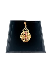 14K Yellow and Rose Gold Victorian Style Garnet Floral  Necklace Esemco