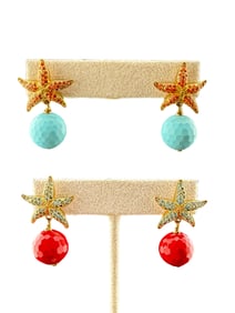 Set of 2 18K Gold Plated Sterling Silver Krill Starfish Earrings by Misis