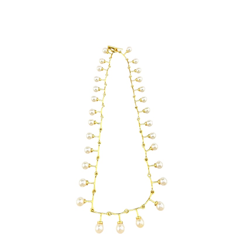 Noir Gold and Pearl Necklace: Noir Gold and Pearl Necklace 15" unclasped ** IN HOUSE SHIPPING WITHIN UNITED STATES