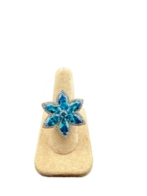 Aquamarine Flower Ring in sterling silver