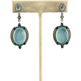 Pair of Blue Topaz and Aquamarine ? Earrings