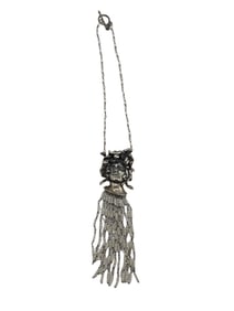 Medusa Pendent Seed Pearl Necklace Marked Sterling Silver