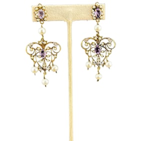 Victorian Amethyst and Pearl Earrings