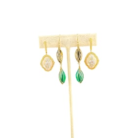 Lot of Two Earrings - Pearl Sterling and Gemstone Drop