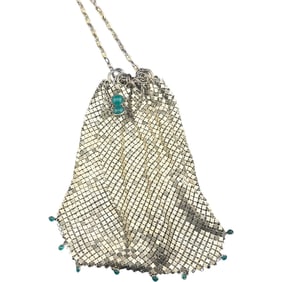 Vintage Gold Tone Mesh Handbag with Gemstones