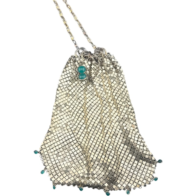 Vintage Gold Tone Mesh Handbag with Gemstones (1 of 2)