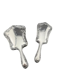 From Charleston Estate - Monogrammed Gorham Sterling Silver Hand Mirror and Brush
