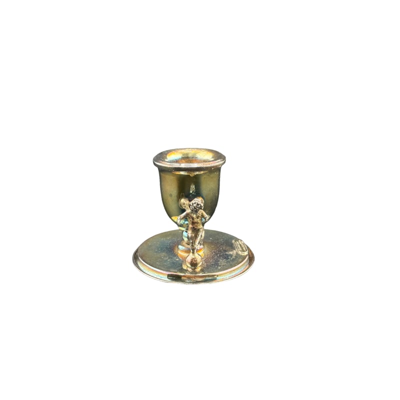Tommaso Di Turro Italian 800 Sterling Cherub Candlestick Holder: Tommaso Di Turro Italian 800 Silver Cherub Candlestick Holder 2"H x 2.25"L 33.7 grams **IN HOUSE SHIPPING WITHIN UNITED STATES