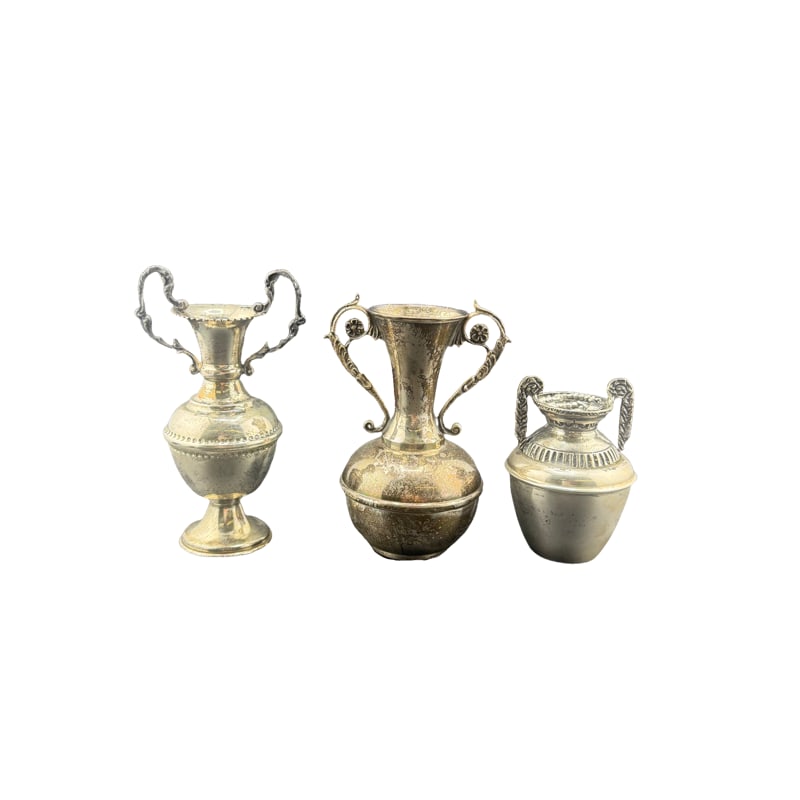 Lot of Three Miniature Silver Trophies - One Sterling and One 800 (1 of 7)