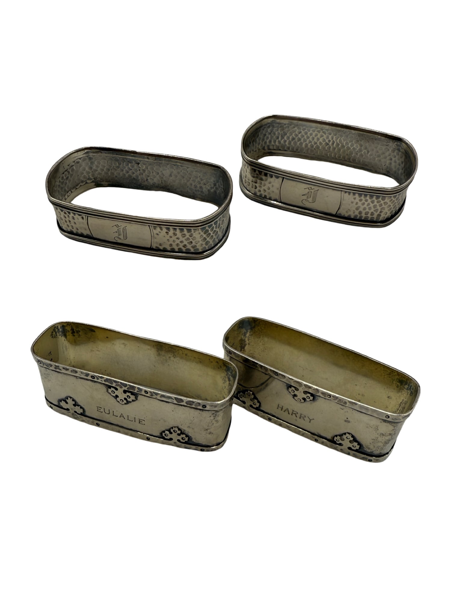 Charleston Estate - Monogrammed Set of 4 Sterling Silver Napkin Rings (1 of 7)