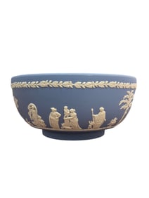 Large Vintage Wedgwood Blue Jasperware Bowl 8"