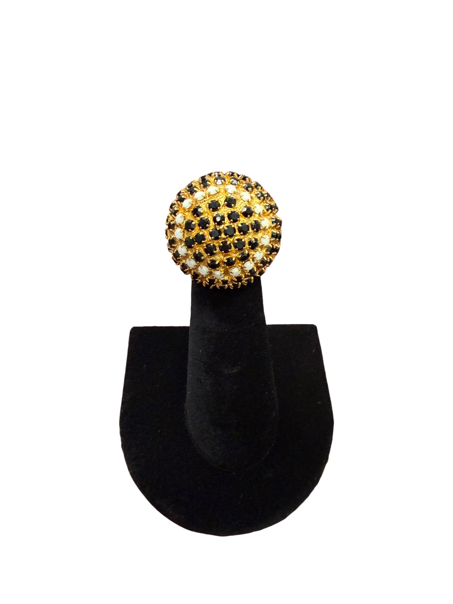 Black and White Stoned Cocktail Ring by William DeLillo: Black and White Stoned Cocktail Ring by William DeLillo Ring size 3 In house shipping within the US.