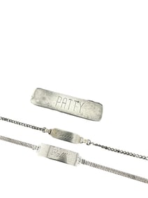 lot of sterling silver name sakes- hair pin two bracelets -PATTY-PATTI