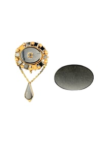 Set of 2 Victorian 14k and Black Onyx (?) Mourning Brooches