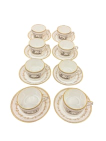Richard Ginori Porcelain 'Fiesole' Teacups with Plates