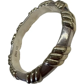 Sterling Silver Brian Bergner Silver and Gold Plate Crosshatch Bangle