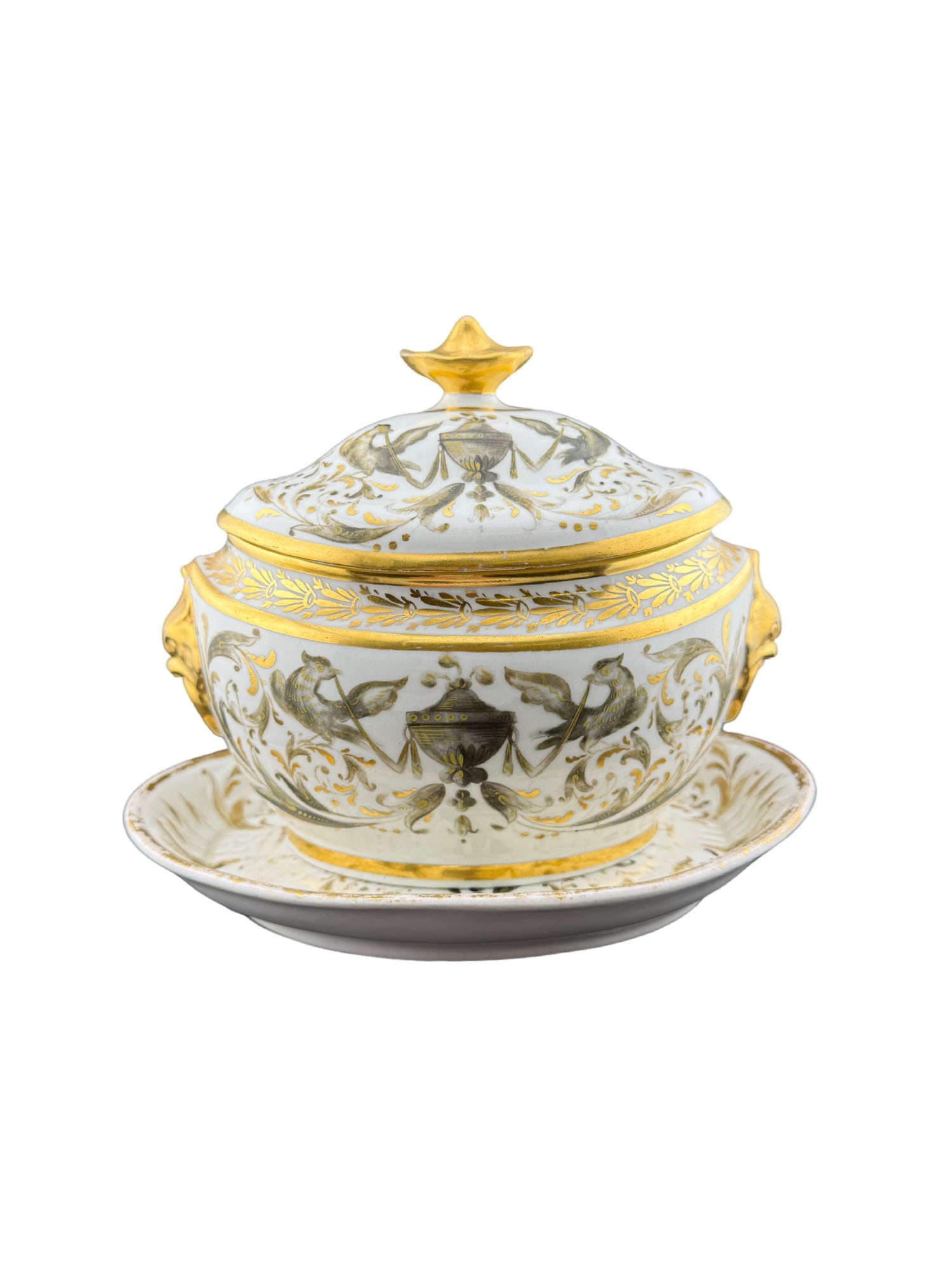 Antique Porcelain Lidded Sugar Bowl with Gold Accents (1 of 8)