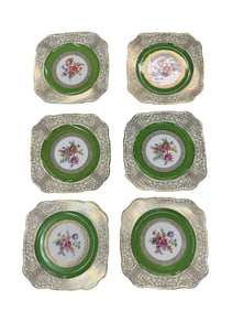 Tirschenreuth Bavarian Porcelain Green Plates Set of 6