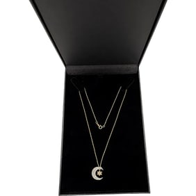 14k Yellow gold and white gold Celestial Necklace with diamonds