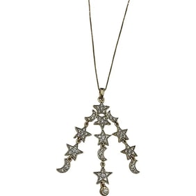 14K Dangle Necklace Stars and Moons Celestial Necklace