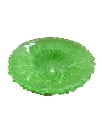 Vintage Uranium? Glass Pebble Leaf Plate Set of 4