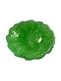 Large Vintage Uranium? Glass Pebble Leaf Plate Set of 4