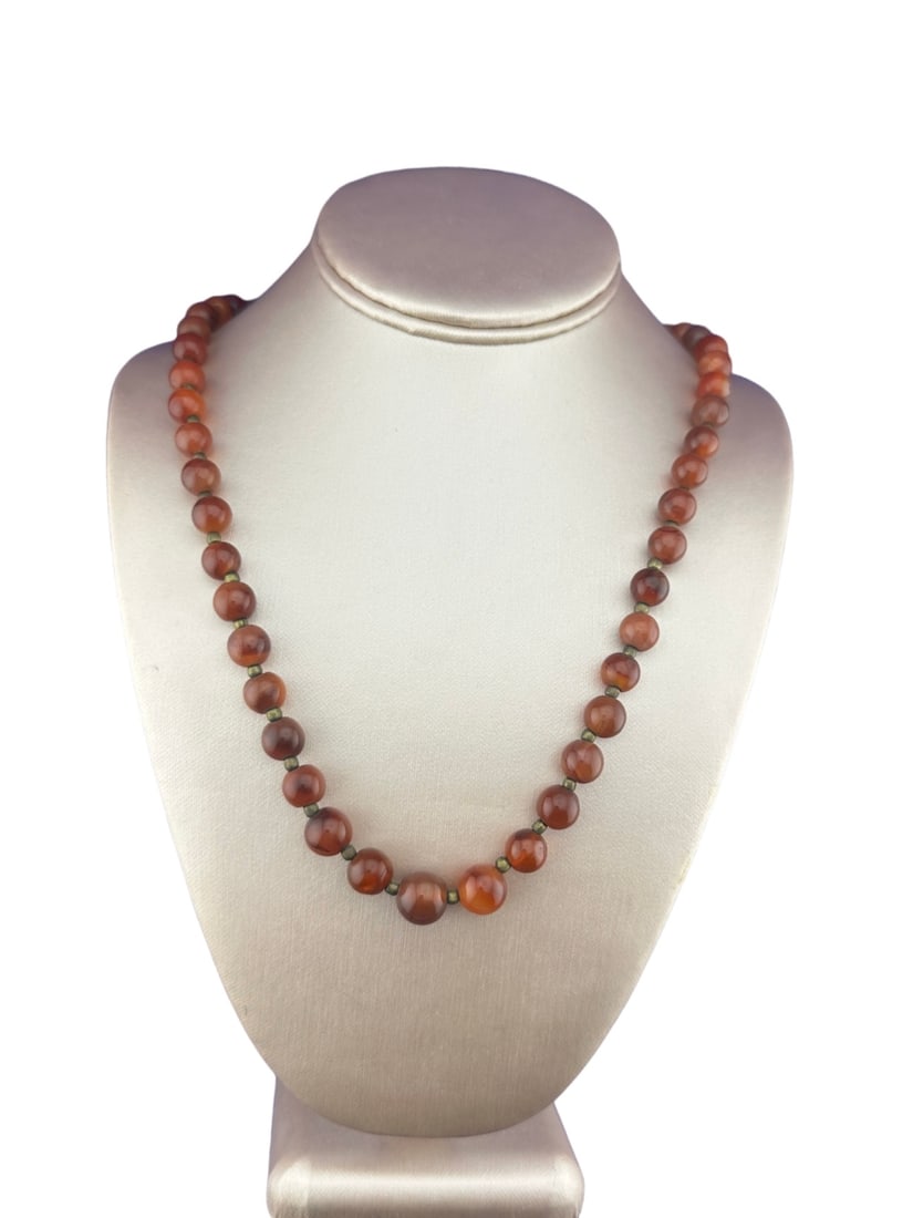 Carnelian Necklace 63 Beads: Stunning color! Carnelian Necklace 63 Beads Measurements unclasped 29" **IN HOUSE SHIPPING WITHIN UNITED STATES