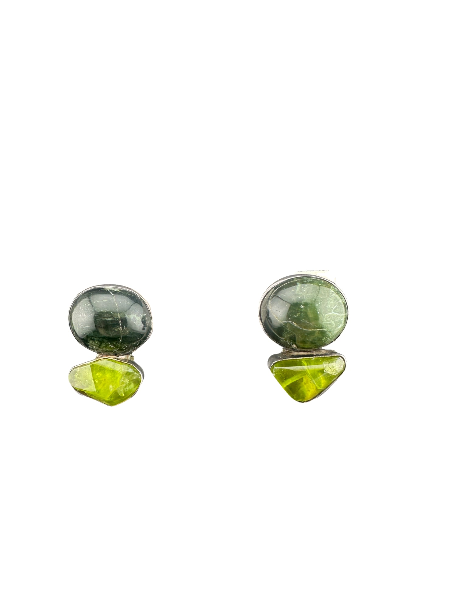 Pair of Rebecca Collins multi-stone and sterling silver-Bless Our Earth: Pair of Rebecca Collins multi-stone and sterling silver 1.5"L 25 g From the estate of Peter and Patti McGee