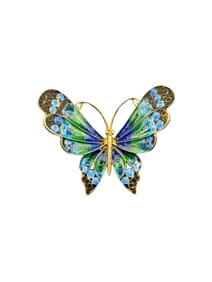 Vintage 800 Sterling Silver Enamel Butterfly Brooch