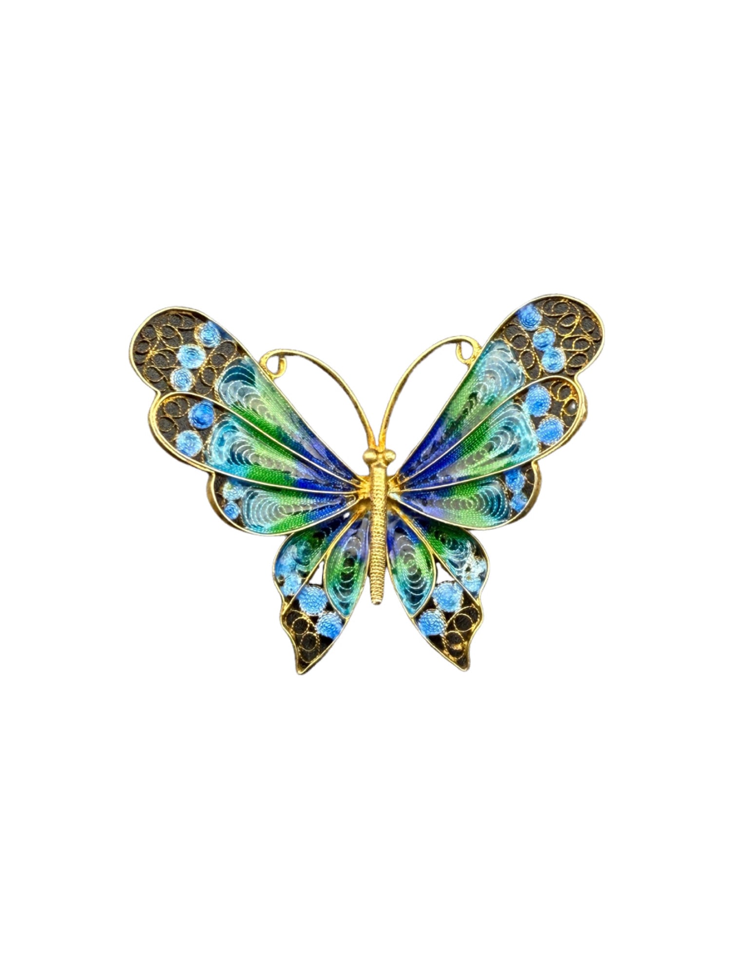 Vintage 800 Sterling Silver Enamel Butterfly Brooch (1 of 3)