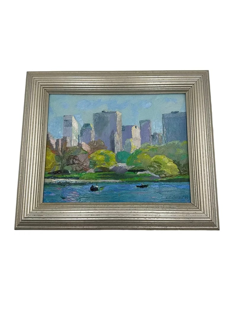 Framed New York Scene Oil Painting by Alexandre Sazonov (1 of 3)