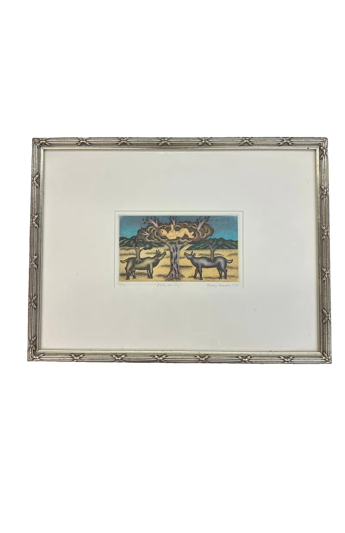 "Niño Con Fez" Framed Print by Felipe Morales 19/50: PLEASE READ: If you win this item, please select self arranged for in house shipping when paying invoice "Niño Con Fez" Framed Print by Felipe Morales 19/50 12.5"x17" framed 7.5" x 4.5" sight Conditi
