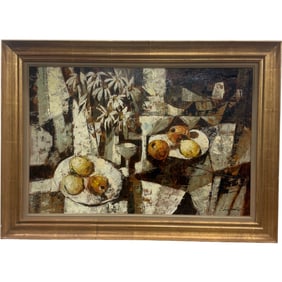 Vintage Oil Still Life Painting Signed Homer