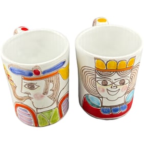 Pair of Italian Pottery Mugs La Fabrica Della Ceramica - Picasso Style