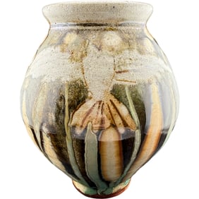 Ken Sedberry Pottery Bird and Frog Vase