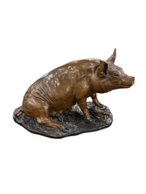 Bronze Pig Sculpture by William H. Turner