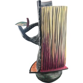 Large Jeri Burdick "Firelog" Terra Cotta Pottery