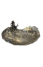 Pewter Art Nouveau Achille Gamba Frog Dish/Ashtray
