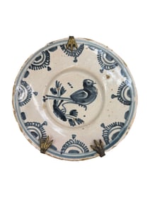 Late 18th Century Catalan Ceramic Plate with Plate Hanger