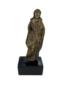 Antique Jesus Christ Religious Santos Wooden Carved Sculpture on Stand