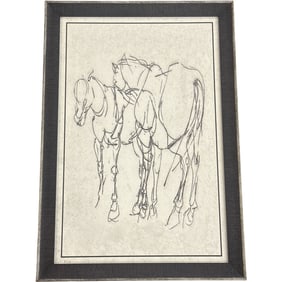 Nicely Framed Horse Linear Drawing Print